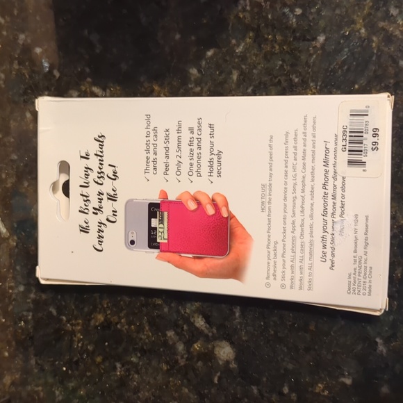 NWT: Peel-&-Stick 🩷pink glitter🩷 PHONE POCKET by iDecoz - Picture 2 of 2